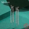 Modian Long Tassel Drop Earrings for Women Wedding Genuine 925 Sterling Silver Sparkling Clear CZ Dangle Earring Luxury Jewelry