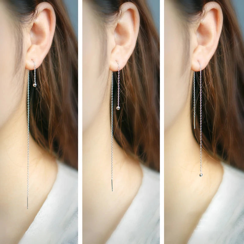 Modian Long Tassel Bead Swing Charm Drop Earrings Classic 925 Sterling Silver Exquisite Jewelry For Women S925 Present