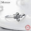 Modian Lucky Flower Clover Trendy Ring 100% 925 Sterling Silver Charm Clear CZ Stackable Finger Rings For Women Party Jewelry