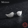 Modian Luxury Simple Full CZ Earring 925 Sterling Silver Angel Wings Stud Earrings For Girl Women Silver Fine Jewelry