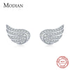 Modian Luxury Simple Full CZ Earring 925 Sterling Silver Angel Wings Stud Earrings For Girl Women Silver Fine Jewelry