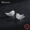 Modian Luxury Simple Full CZ Earring 925 Sterling Silver Angel Wings Stud Earrings For Girl Women Silver Fine Jewelry