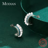 Modian Luxury Turquoise Ear Studs Real 925 Sterling Silver Pearl Charm Female Sparkling Stud Earrings For Women Brand Jewelry