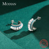 Modian Luxury Turquoise Ear Studs Real 925 Sterling Silver Pearl Charm Female Sparkling Stud Earrings For Women Brand Jewelry
