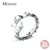 Modian Minimalism 925 Sterling Silver Exquisite Butterfly Open Size Finger Rings Romantic Platinum Plated Jewelry For Women Gift