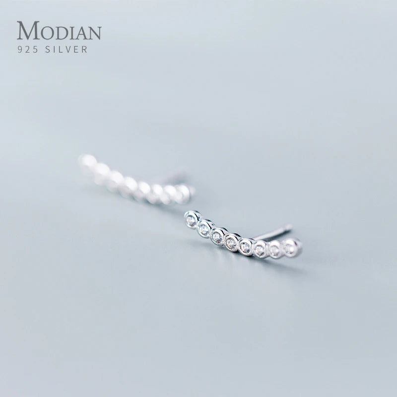 Modian Minimalism Rose Gold Color Stud Earrings for Women Dazzling AAA Clear CZ Wedding Earing Studs 925 Silver Jewelry