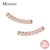 Modian Minimalism Rose Gold Color Stud Earrings for Women Dazzling AAA Clear CZ Wedding Earing Studs 925 Silver Jewelry