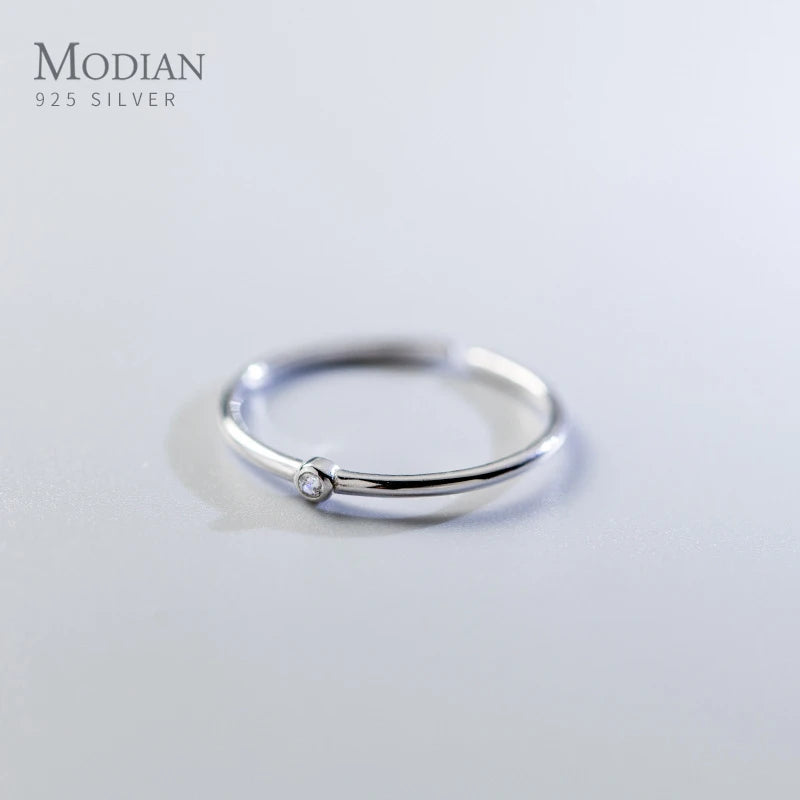 Modian Minimalist Shining Zircon 3 Color Ring for Women 925 Sterling Silver Adjustable Free Size Ring Fine Jewelry Gift