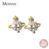 Modian Mysterious  Galaxy planet Stud Earrings For Women 925 Sterling Silver Dazzling Clear CZ Stud Earring Charm Party Jewelry