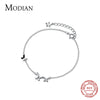 Modian New 925 Sterling Silver Clear CZ Butterfly Minimalist Chain Bracelet for Women Girl Original Bangle Fine Jewelry