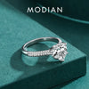 Modian New 925 Sterling Silver Exquisite Sparkling Hearts Cut CZ Romantic Brand Finger Ring For Women Statement Wedding Jewelry