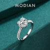 Modian New 925 Sterling Silver Exquisite Sparkling Hearts Cut CZ Romantic Brand Finger Ring For Women Statement Wedding Jewelry