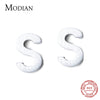 Modian New Arrive A-Z 26 Letter Stud Earrings For Women 100% 925 Sterling Silver Tiny Cute DIY Jewelry Kid Anti allergy