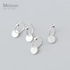 Modian New Design 100% 925 Sterling Silver Round Scrub Swing Charm Minimalist  Hoop Earrings For Women S925 Silver Jewelry