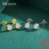 Modian New Tiny Gold Color Round Earrings 100% 925 Sterling Silver Sparkling CZ Stud Earring For Women Wedding Jewelry