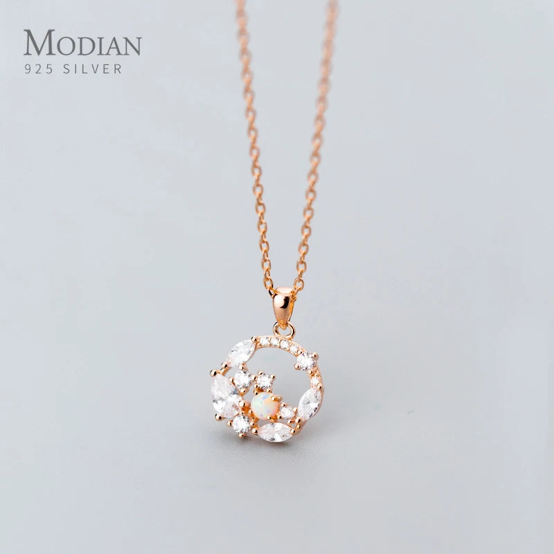 Modian New Luminous CZ Geometric Round Circle 925 Sterling Silver Charm Pendant for Women Link Chain Fine Jewelry 2020 Design