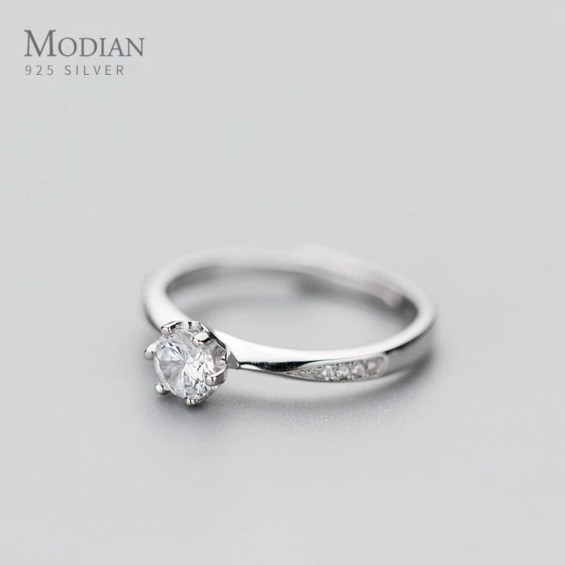 Modian New Sparkling AAA Zircon Sterling Silver 925 Ring for Women Free Size Ring Wedding Engagement Statement Jewelry