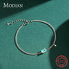 Modian Pure 925 Sterling Silver Elegant Rectangle Tourmaline Paraiba Bracelet Link Chain For Women Wedding Jewelry Gifts