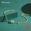 Modian Pure 925 Sterling Silver Elegant Rectangle Tourmaline Paraiba Bracelet Link Chain For Women Wedding Jewelry Gifts