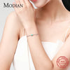 Modian Pure 925 Sterling Silver Elegant Rectangle Tourmaline Paraiba Bracelet Link Chain For Women Wedding Jewelry Gifts