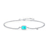 Modian Pure 925 Sterling Silver Elegant Rectangle Tourmaline Paraiba Bracelet Link Chain For Women Wedding Jewelry Gifts