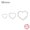 Modian Pure 925 Sterling Silver Hearts Shape Simple Elegant Hoop Earrings Romantic Charm Ear For Women Wedding Statement Jewelry