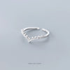 Modian Radiant Zircon V Shape Elegant Pearl Sterling Silver 925 Ring for Women Free Size Ring Luxury Wedding Gift Fine Jewelry