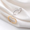 Modian Radiant Zircon V Shape Elegant Pearl Sterling Silver 925 Ring for Women Free Size Ring Luxury Wedding Gift Fine Jewelry