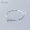 Modian Real 925 Sterling Silver Double-Layer Snake Chain Bracelet for Women with Lobster Clasp Link Chain Brangle Fine Jewelry