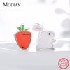 Modian Real 925 Sterling Silver Enamel Rabbit Carrot Lovely Stud Earrings Cute Earrings For Women Original Jewelry