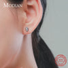 Modian Real 925 Sterling Silver Golden Rhombus Luxury CZ Gold Stud Earrings for Women Anniversary Gift Fine Ear bone Jewelry
