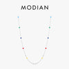 Modian Real 925 Sterling Silver Multicolour Enamel Necklace For Women Simple Long Chain Choker Fine Party Jewelry Gift