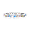 Modian Real 925 Sterling Silver Rainbow Candy Color Crystal Exquisite Classic Finger Ring For Women Wedding Engagement Jewelry