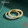 Modian Real 925 Sterling Silver Rainbow Candy Color Crystal Exquisite Classic Finger Ring For Women Wedding Engagement Jewelry