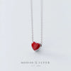 Modian Real 925 Sterling Silver Red Pink Green Enamel Hearts Pendant Necklace for Women Statement Fine Silver Jewelry Collar