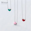 Modian Real 925 Sterling Silver Red Pink Green Enamel Hearts Pendant Necklace for Women Statement Fine Silver Jewelry Collar