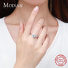 Modian Real 925 Sterling Silver Rings For Women Round Classic Ten Hearts Zircon Ring Romantic Wedding Statement Jewelry With Box