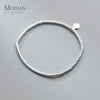 Modian Real 925 Sterling Silver Simple Heart Beads Bracelet for Women Platinum Plated Adjustable Bracelets Party Gift 16+3CM