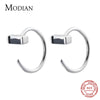 Modian Rectangle Obsidian Silver Hoop Earrings Exquisite Charm 100% 925 Sterling Silver Party Ear For Women Fine Silver
