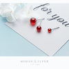 Modian Red Opal Stud Earrings for Women Girls 925 Sterling Silver Earing Luxury Fine Rhinestone Silver Jewelry