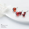 Modian Red Opal Stud Earrings for Women Girls 925 Sterling Silver Earing Luxury Fine Rhinestone Silver Jewelry
