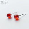Modian Red Opal Stud Earrings for Women Girls 925 Sterling Silver Earing Luxury Fine Rhinestone Silver Jewelry