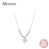 Modian Romantic 925 Sterling Silver Lovely Heart Pendant Necklaces Women Chain Necklace Sterling Silver Wedding Jewelry