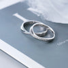 Modian Romantic Engagement Couple Rings for Men and Women 925 Sterling Silver Shiny Clear CZ Glossy Line A Pair Ring Jewelry