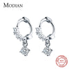 Modian Romantic Clear CZ 925 Sterling Silver Round Zircon Hoop Earrings For Women Charm Silver Fine Jewelry Girl Gift
