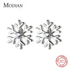 Modian Romantic Snowflake Clear CZ Lady Stud Earrings for Women 925 Sterling Silver Tiny Earrings for Girl Gfits Original Design
