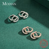 Modian Rose Gold Color Circle Drop Earrings Classic 925 Sterling Silver Round Clear CZ Dangle Earring For Women Wedding Jewelry