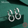 Modian Rose Gold Color Circle Drop Earrings Classic 925 Sterling Silver Round Clear CZ Dangle Earring For Women Wedding Jewelry