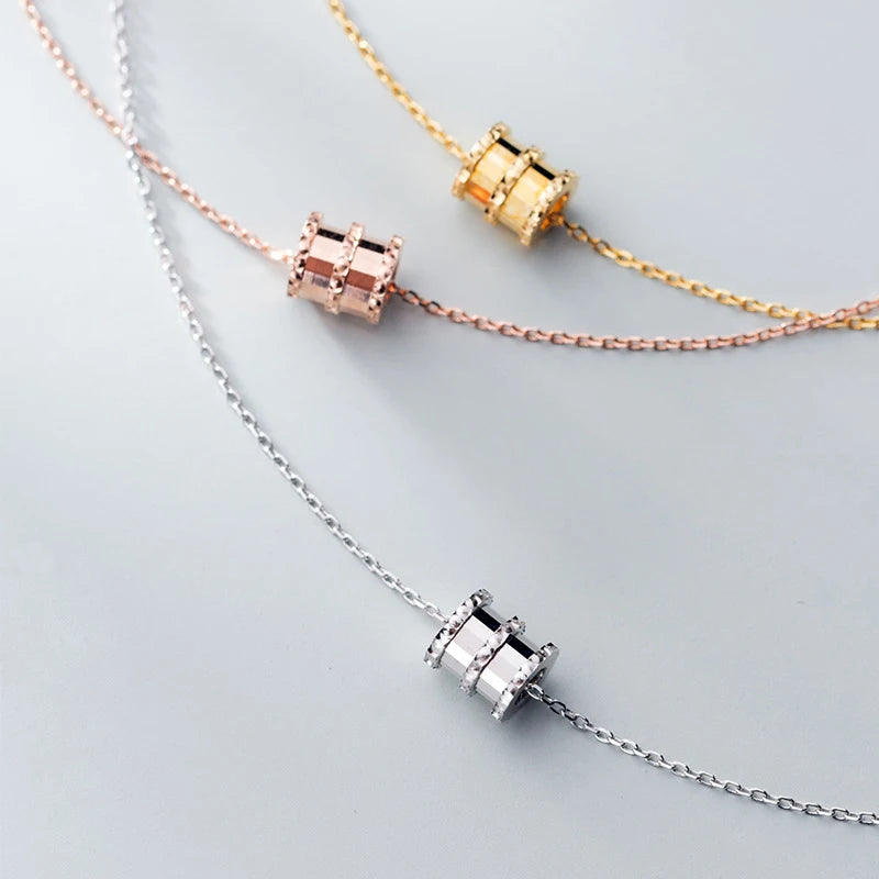 Modian Round Classic Brand Silver Necklace Charm 925 Sterling Silver Rose & Gold Color Pattern Necklaces Pendant Wedding Jewelry