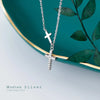 Modian Shining CZ Thick Cross Sterling Silver 925 Pendant Necklace for Women Adjustable Simple Necklace Fine Jewelry Accessories